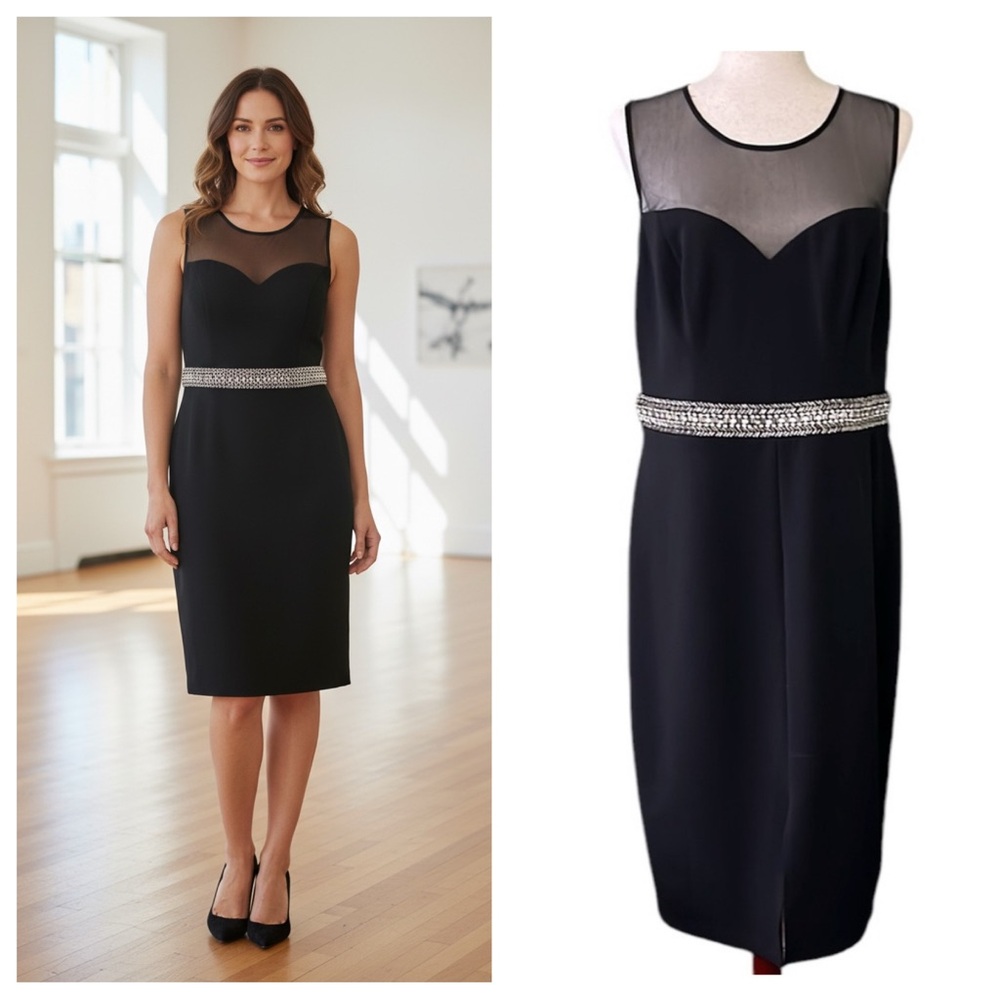 Bisou Bisou Black Dress with Crystal Belt